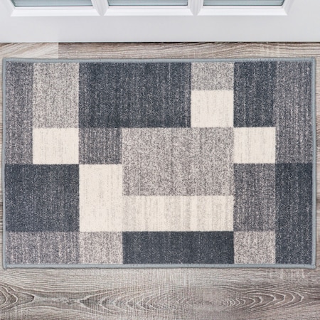 World Rug Gallery Contemporary Modern Geometric Boxes Design Non-Slip Area Rug 2' x 3' Gray 506GRAY2X3